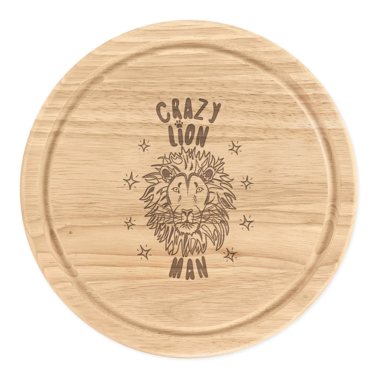 Crazy Lion Man Stars Round Chopping Cheese Board Funny Animal