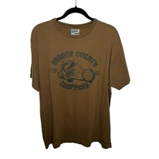 ODM large brown Orange County Choppers motorcycle biker short sleeve tee men's