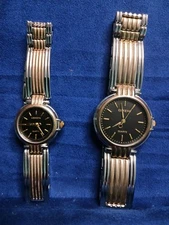 Geneva Watches Man And Woman's Matching Gold And Silver Tone Fancy NOS
