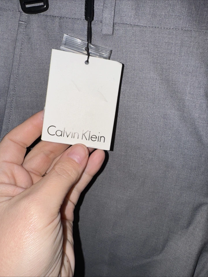 NWT Calvin Klein Men’s 32x32 Straight Fit Coupe Depute Dress Pants Grey - Image 2 of 4