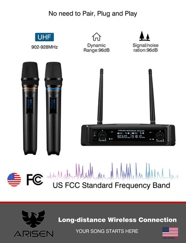 Wireless Microphone System, Professional Karaoke Microphone UHF Dual Channel ... - Picture 2 of 9