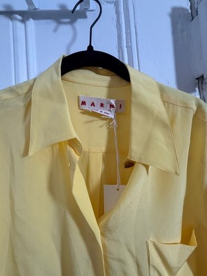 Marni Lemon Silk Crepe de Chine Button Shirt NWT IT44 Made in Italy CAMA0526A0