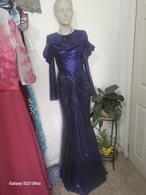 Evening Dress Featuring Intricate Sequin Work with nRuffled Design..(MAKE OFFER)