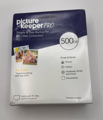 Picture Keeper Pro 500GB Photo Backup USB Drive PC Mac External Storage NEW