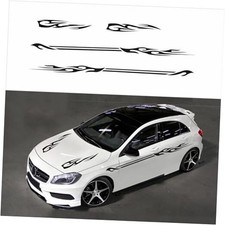 Flame Graphic Car Sticker Racing Sport Stripe Hood Door Decal Universal Black