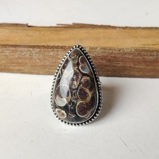 Turritella Agate Gemstone Ring 925 Sterling Silver Wedding Gift Ring BT1178