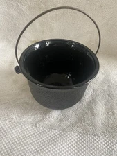 TEXTURED BLACK GLASS Halloween WITCHES CALUDRON - Looks Like CAST IRON - 6 by 4"