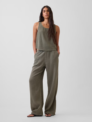 GAP - Cotton Gauze Easy Split-Hem Pants - Save Big
