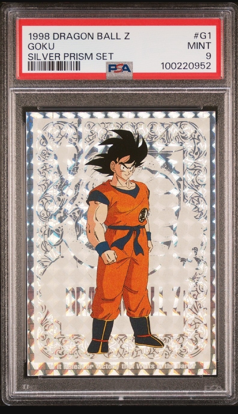 PSA 9 1998 DRAGON BALL Z SILVER PRISM SET G1 GOKU PRISM FOIL CARD view 2