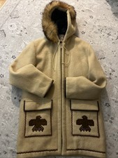 Vintage James Bay Eskimo Eagle Wool Coat Parka Jacket Mens Medium Unisex