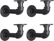 Industrial L Pipe Shelf Brackets for 7-14 in Depth Wood,Heavy-Duty 3/4" Iron,Wal