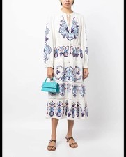 FARM RIO  LINEN BLEND DRESS SZ XL BLUE/WHITE