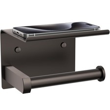 Toilet Paper Holder with Shelf, Adhesive or Screw Wall Mount Toilet Tissue Ro...