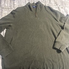 Polo Ralph Lauren Mens Sweater XXL Green Quarter Zip Pullover Purple Pony