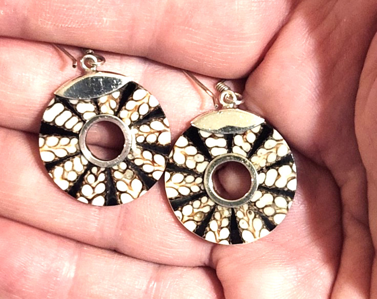 sterling silver 925 designed circular earrings st… - image 11