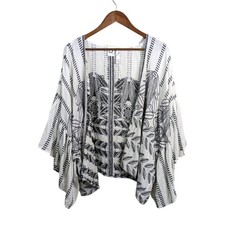 Anthropologie Annabella Ruffled Kimono One Size Floral Embroidered Oversized