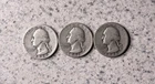 Washington Silver Quarter 3 Coin Lot Used Circulated Condition 90% Silver