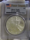 2006 US Silver Eagle $1 PCGS MS69 First Strike Flag Label