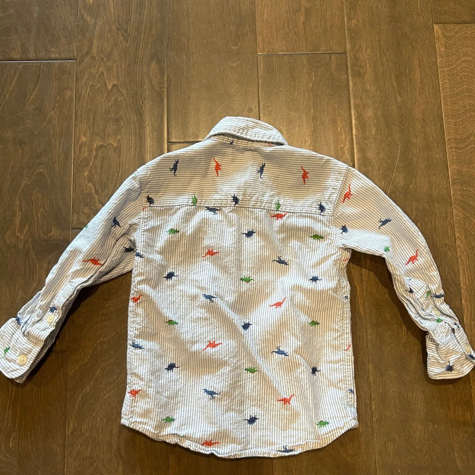 Carter's Striped Dinosaur Oxford Button Down Shirt - Image 3 of 3