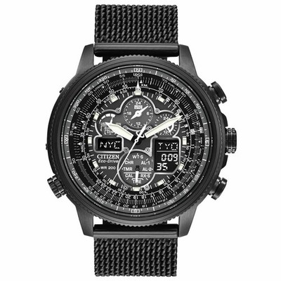 Citizen JY8037-50E Gent's Black Dial Mesh Bracelet Chrono Watch