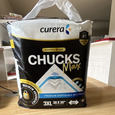 Curera Chucks Max Maximum Absorbency Bed Pads 3XL 36x36 Leaklock 10 Pack