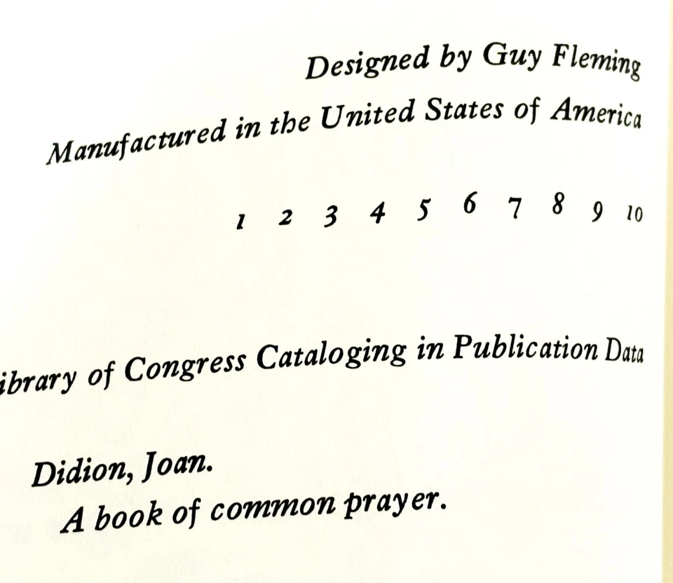 Joan Didion / A BOOK OF COMMON PRAYER 1st Edition 1977 - Image 3 of 3