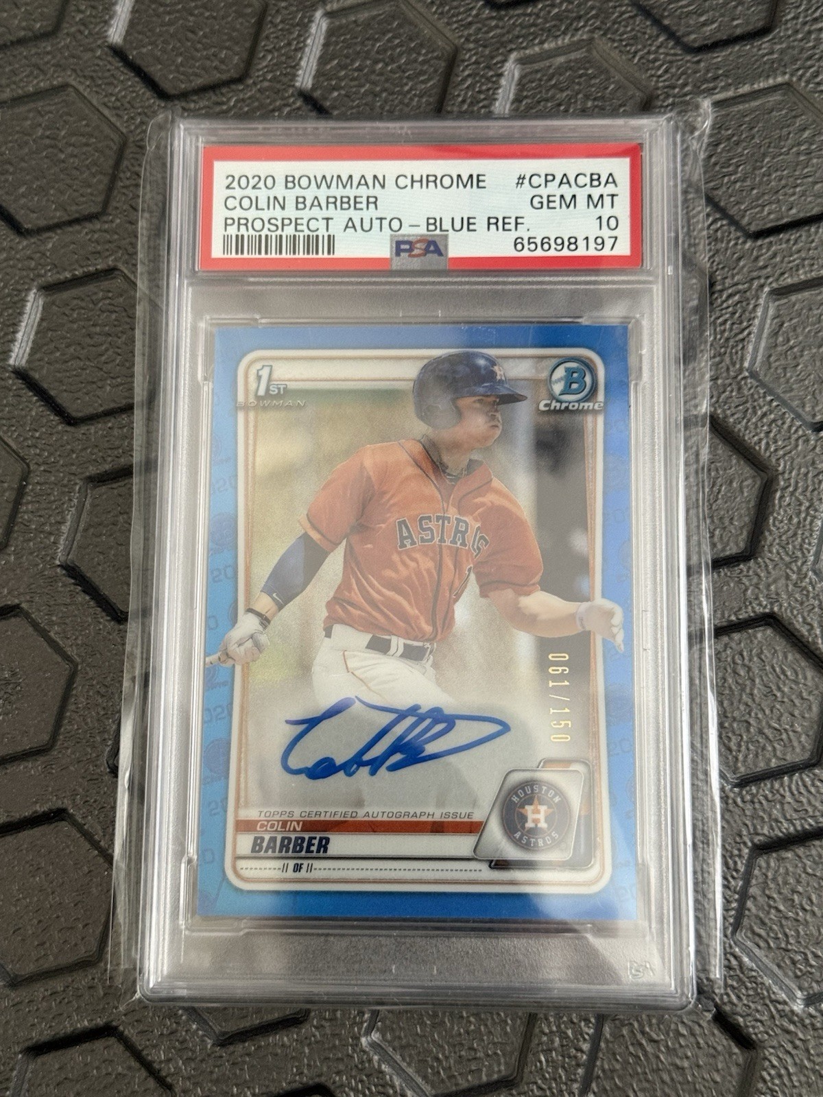 Colin Barber 2020 Bowman Chrome Auto /150 Blue Refractor PSA 10 Gem Mint