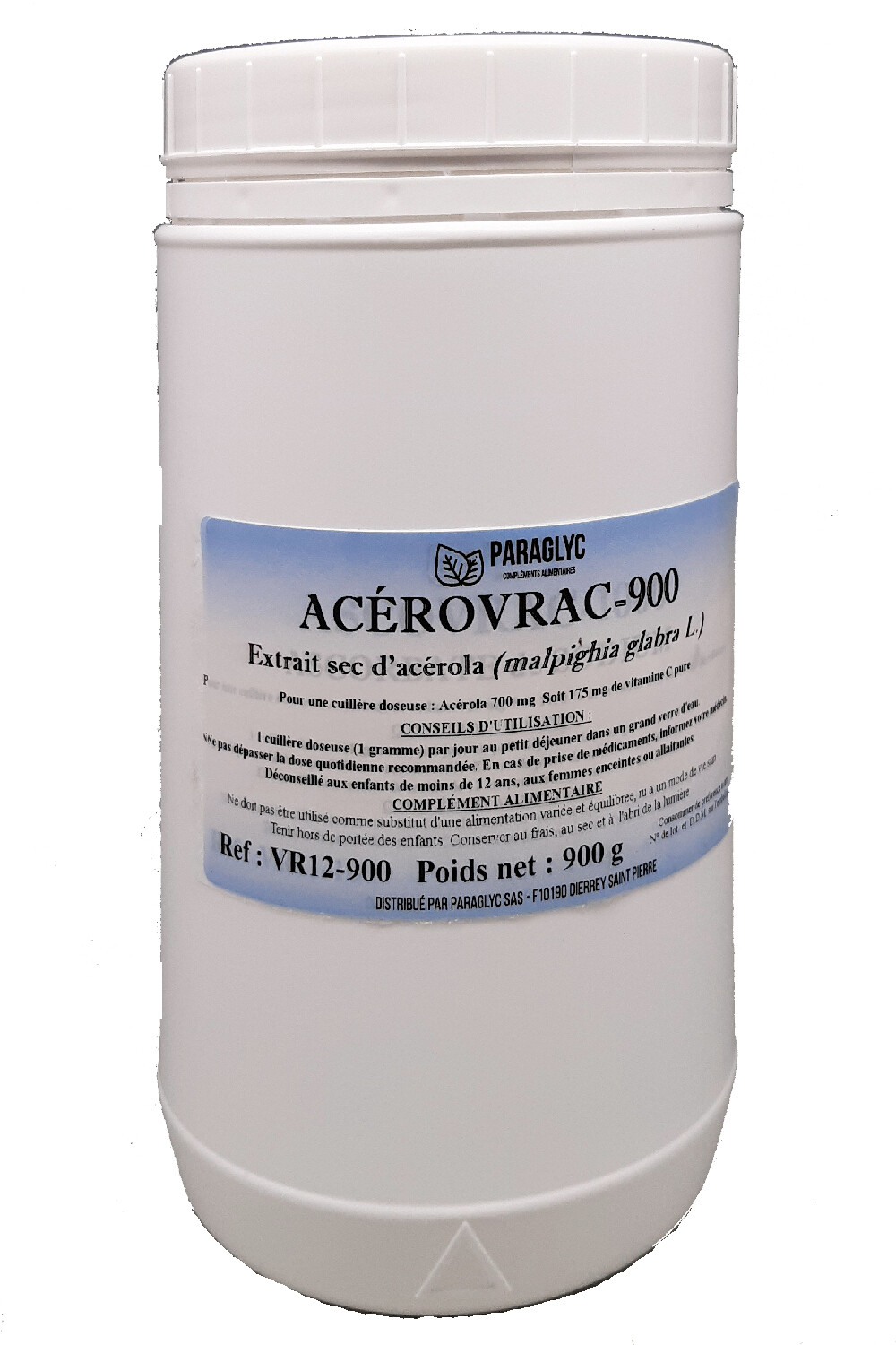 Acérola en poudre contre la fatigue hivernale Paraglyc Acérovrac-900 sachet économique 1kg