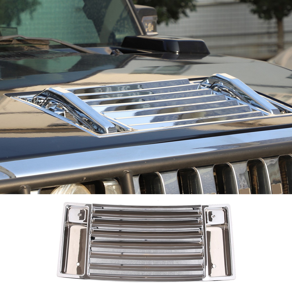 Silver Chrome Hood Deck Vent Panel Covers Trim For Hummer H2 2003