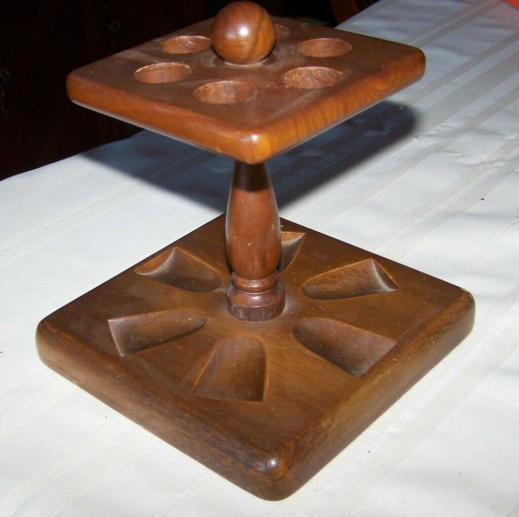 Vintage Duk-IT 6 Tobacco Pipe Stand Hard Wood