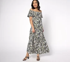 Attitudes by Renee REG Como Jersey Flutter Slv Maxi Dress-safari (Sz M) A637009
