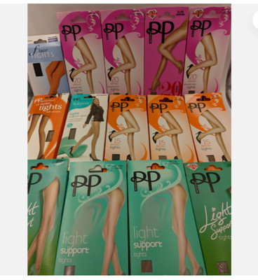 10 x Pretty Polly Smooth Knit Light Support Tights Ladies  Flair 15 /20 Denie
