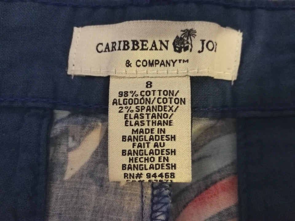 Pantalones Cortos para Mujer Caribbean Joe 8 Floral Azul Rojo Blanco Elástico Chino Caqui Bolsillos Foto 4 de 4