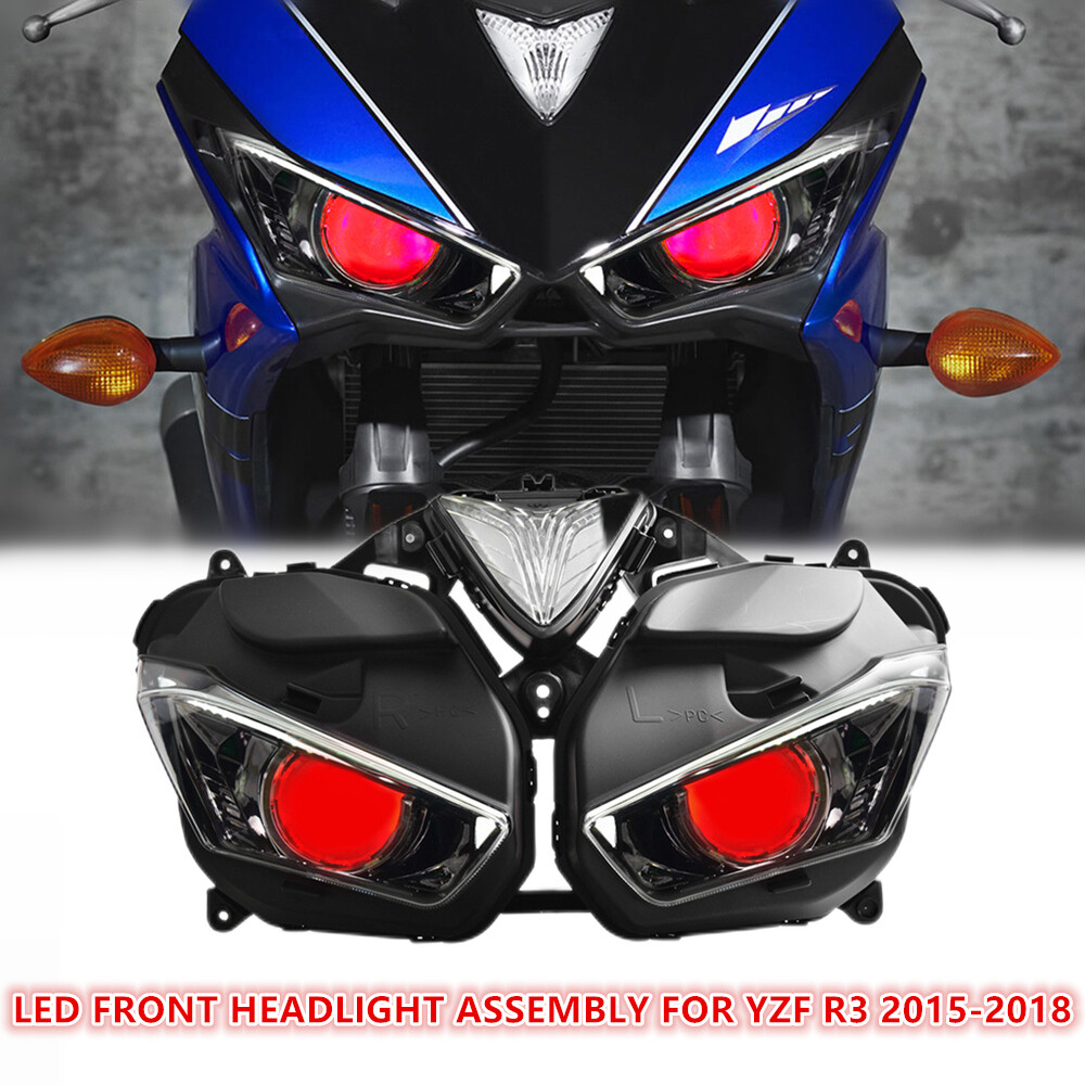 1X Full LED Headlight Assembly for Yamaha YZF R3 15-18 Sportbike