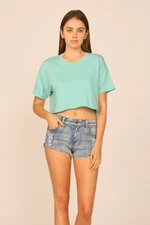 Ocean Drive Waterfall Garment Dye Boxy Crop Women's Tee