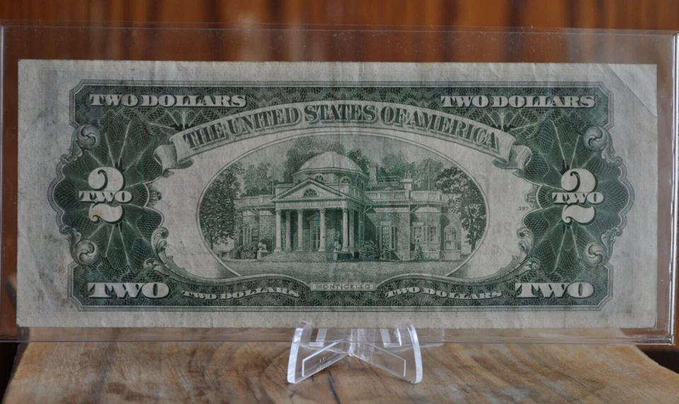 1928 Red Seal $2 Dollar United States Note, F/VF, Old US Two Dollar Bill 1928 - Image 2 of 2