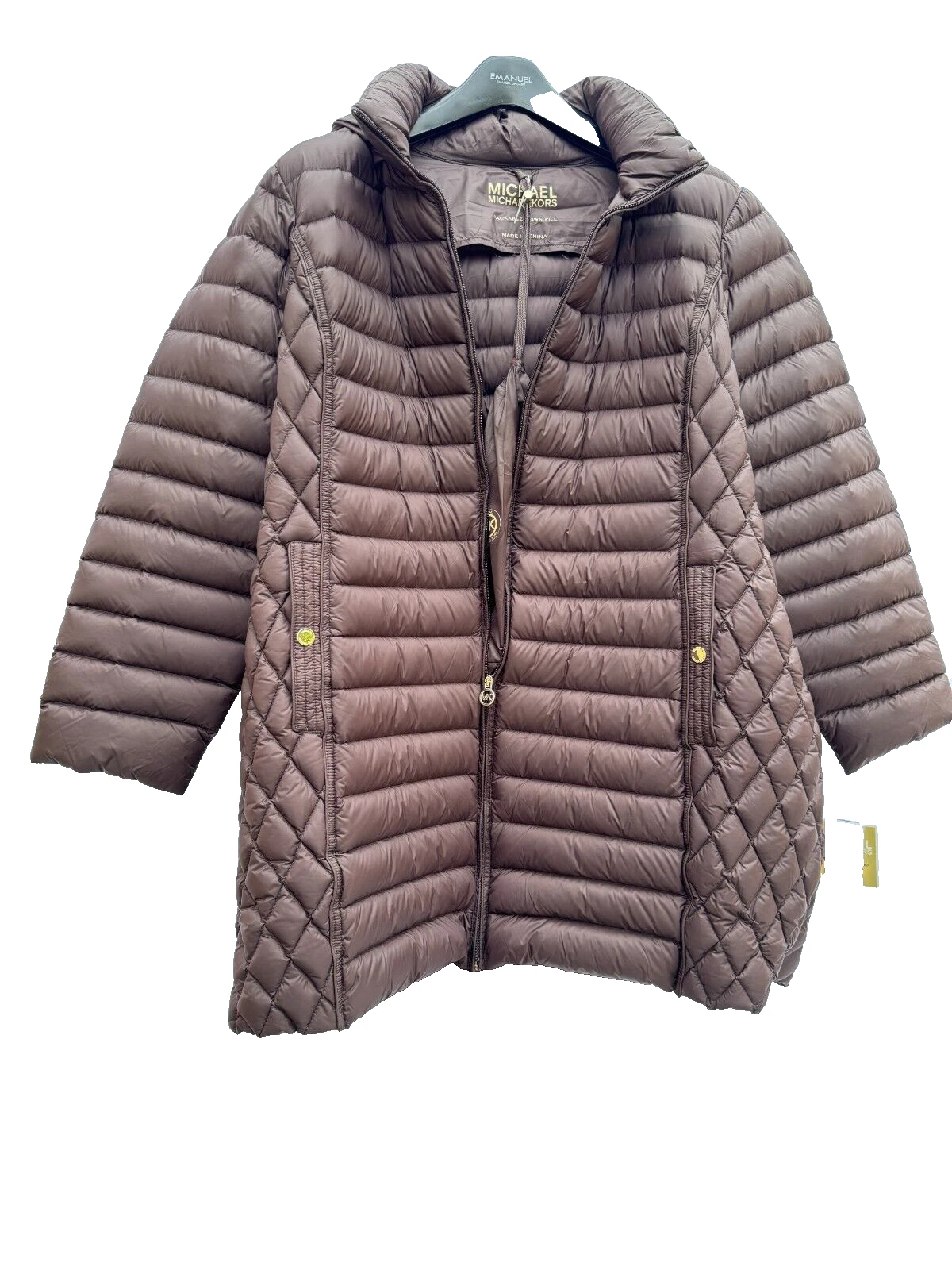 MICHAEL KORS Piumino Trapuntato Piumino Giacca Cappuccio Rimovibile Imballabile Più 3X Nuovo con etichette