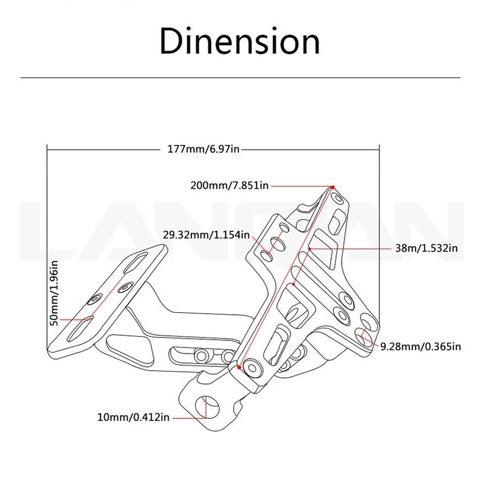 数控 LED 灯后车牌安装支架带适用于雅马哈 YZF-R1 R3 R6/S R25 — 第 3/4 张图片