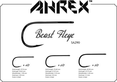 AHREX SA290 BEAST FLEYE Größe #4/0 #6/0 #8/0 Bob Popovics Beast Fly Hooks