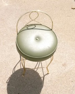 Mid Century Hollywood Regency George Koch Green Gold Vanity Stool Seat Chair Ebay