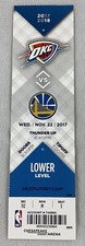 NBA 2017 11/22 Golden State at Oklahoma City Thunder Ticket-Stephen Curry 24pts