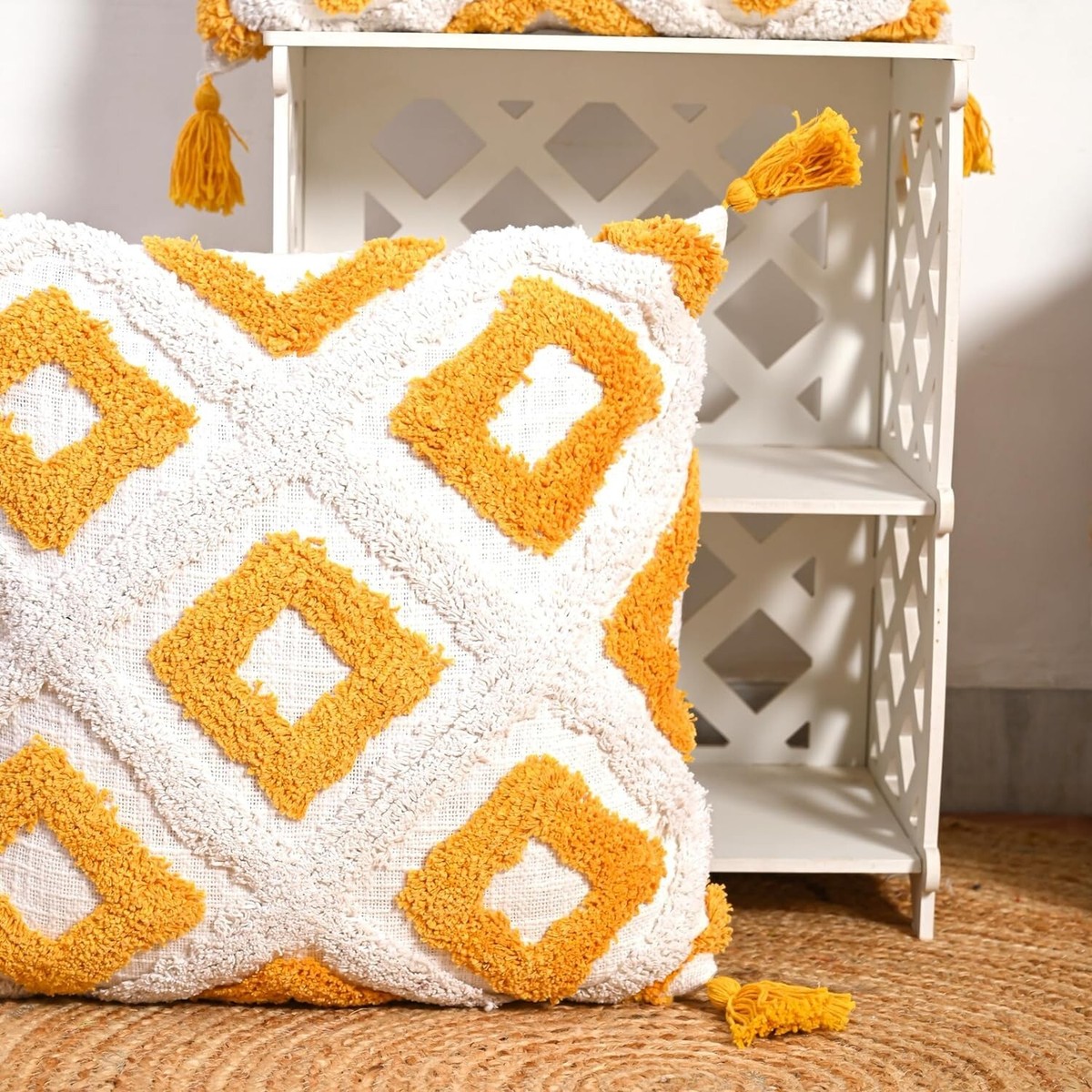 Handwoven Tufted Cushion Cover/Outdoor Cushion Cover Set Of