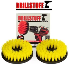 Two Scrub Brushes for Bathroom Cleaner 5" Round w/Power Drill Attachment
