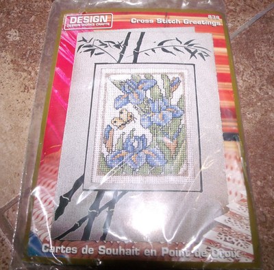 FEN SHUI IRISES  Design Works Cross Stitch Greetings Card Cross Stitch Kit 
