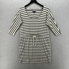 Gap Dress Womens Size XS Gray Striped 3/4 Sleeve Scoop Neck A Line