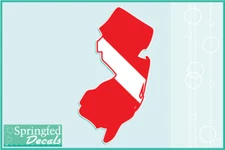 NEW JERSEY Shaped DIVE Flag Vinyl Decal Car Truck Sticker SCUBA Diving Decal