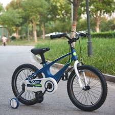 16 inch Kids Bike Blue Bicycle Cycling w/Stabilizers Children Boys Xmas Gifts