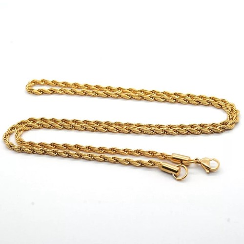 18K Yellow Gold GP 3MM Twist Rope Chain WOMEN MEN Solid Charm Necklace GIFT - Picture 4 of 11