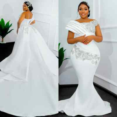 chinese dress ladies Charming One Shoulder Satin Mermaid Bridal Gowns Pearls Beading Party Gowns main image 1