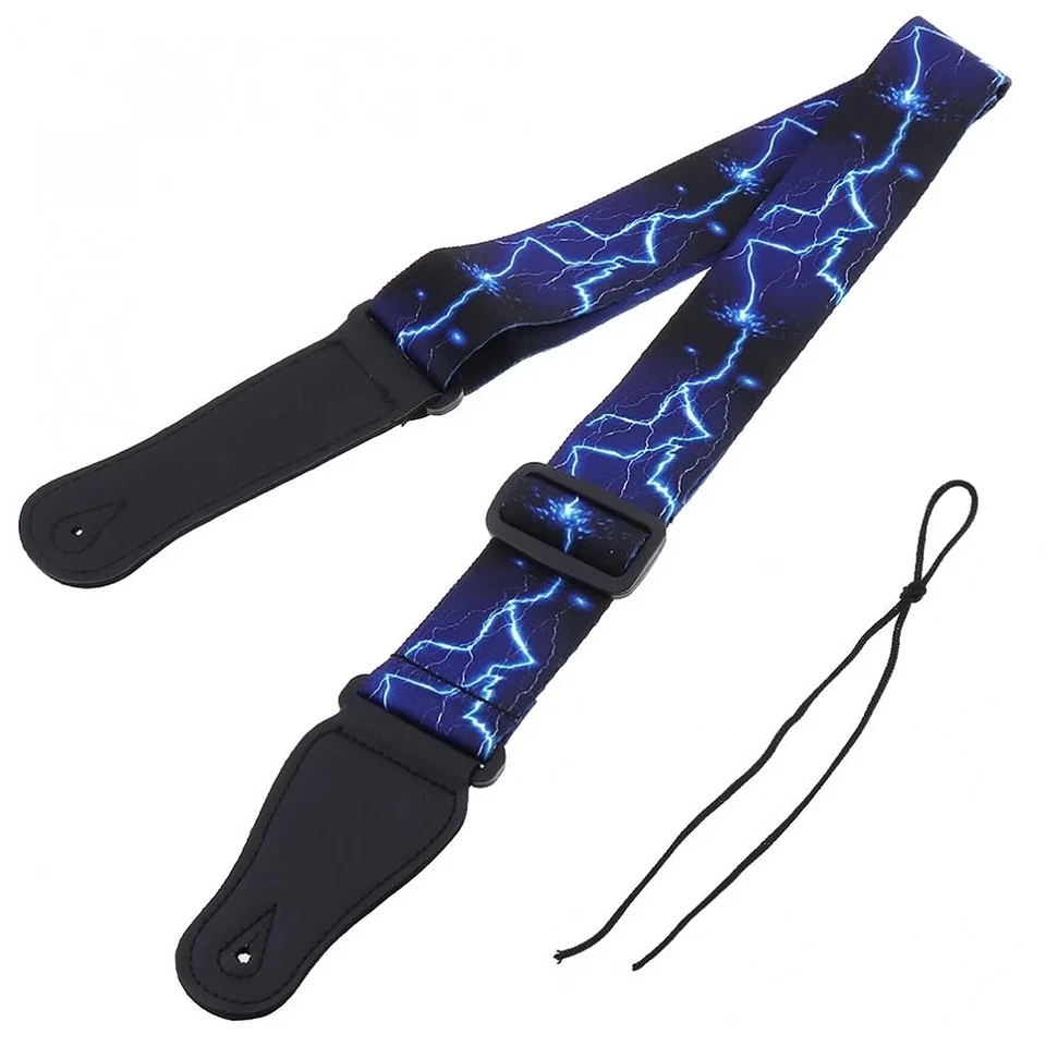 Electric Lightning Guitar Strap Adjustable Leather Belt Acoustic Electric Bass - image 2 of 4